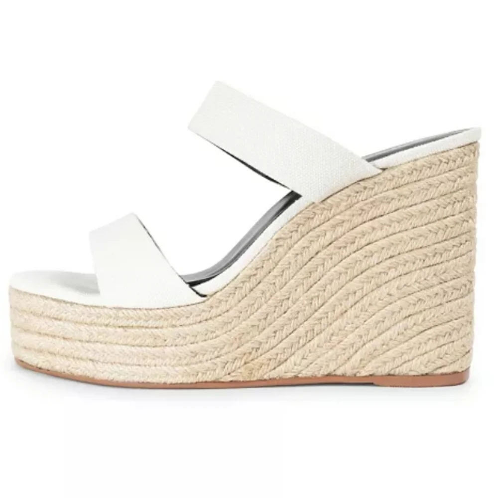 ESPADRILLE SMASH LUNA TWO STRAP SLIDE PLATFORM WHITE Womens NEW IN BOX